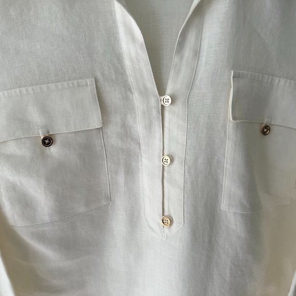 Jones Of New York Designer Women's Shirt-Style Double Pocket Linen Pullover! - Picture 4 of 12